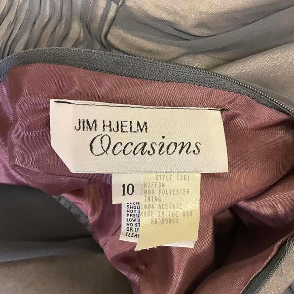 Vintage Jim Hjelm Occasions Women's 10 Grey Strapless Maxi Dress Gown Back Zip - Picture 12 of 15